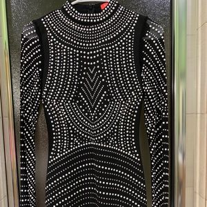 Long sleeve fitted beaded dress size small